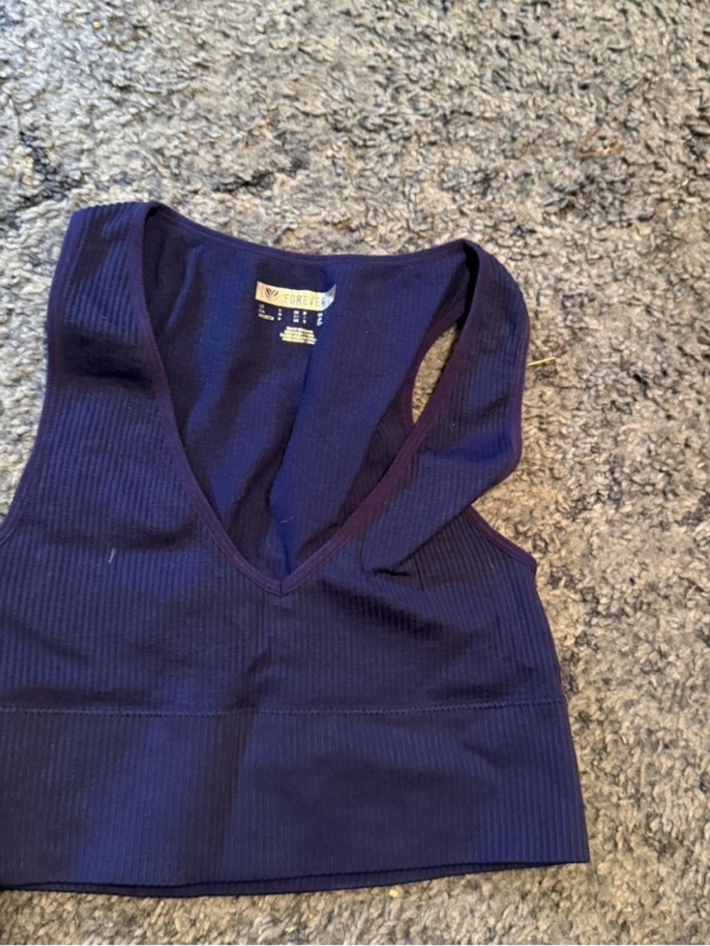 Forever 21 Navy Ribbed V-Neck Cropped Tank